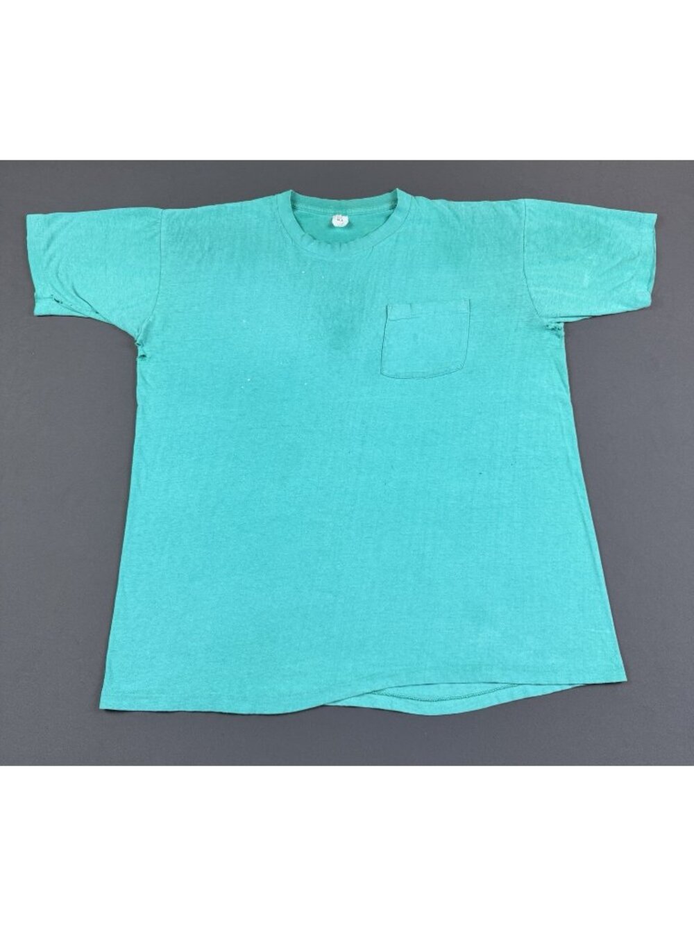 Rare Vintage 70s 80s Hanes Blank Pocket Shirt Teal Thrashed Punk Beach Skate XL